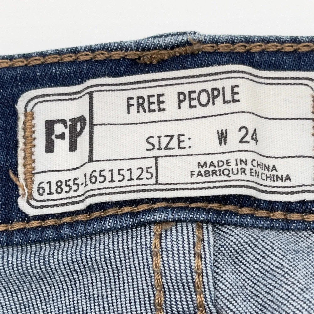 Free People Great Heights Jeans Size 24 Distressed Raw Hem Skinny Y2K Indie Boho